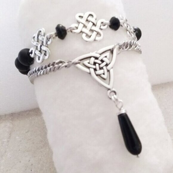 Celtic 2 Bracelet Set - Made to Order in Your Size! Wicca Goth Punk Grunge Pagan - Picture 1 of 12